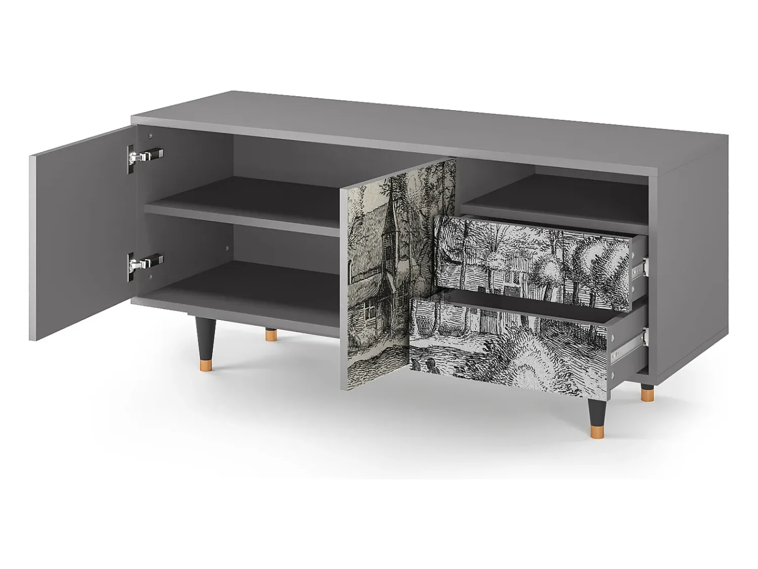 Clearance Mueble de TV - 125х56х41 cm - T7 - A Pond, Cinza Cinzento
