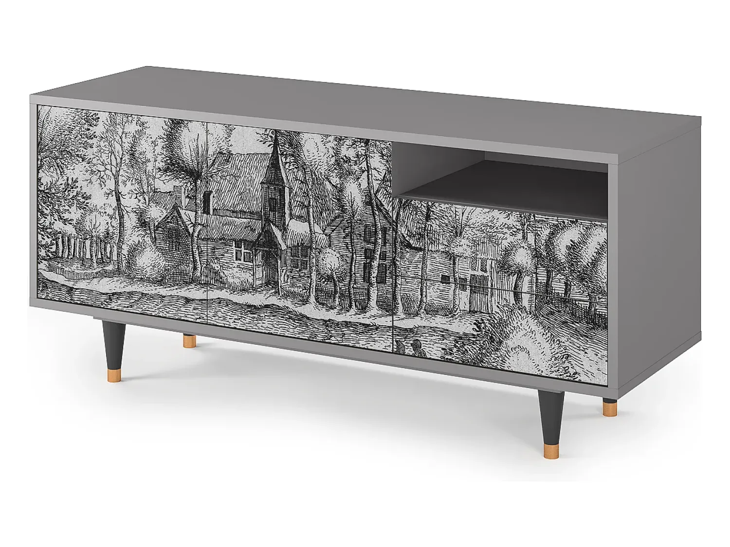 Clearance Mueble de TV - 125х56х41 cm - T7 - A Pond, Cinza Cinzento