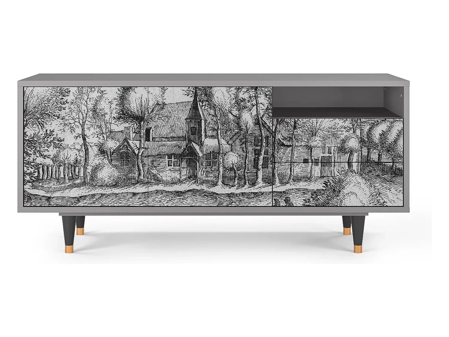 Clearance Mueble de TV - 125х56х41 cm - T7 - A Pond, Cinza Cinzento