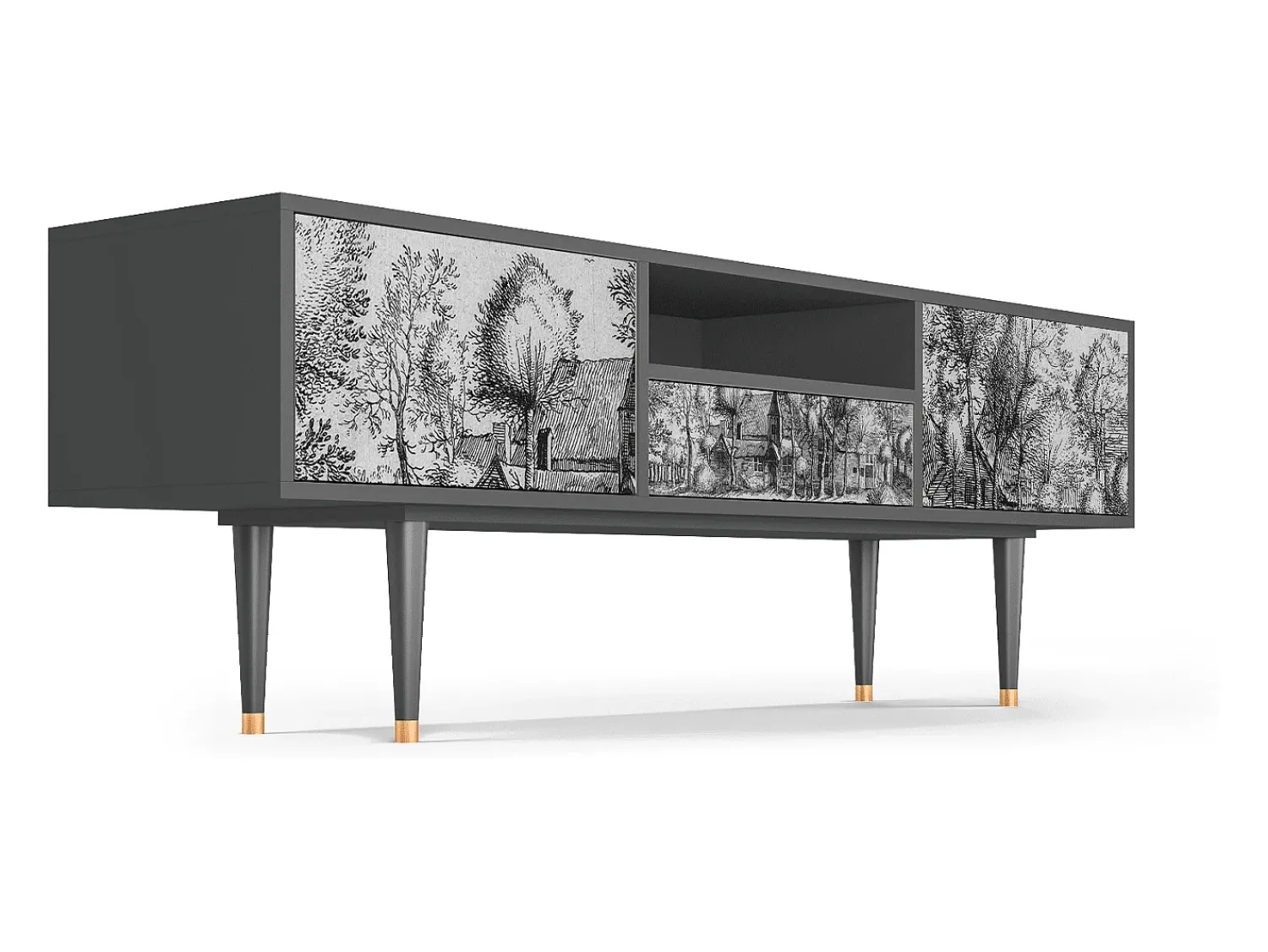 Best Mueble de TV - 170х59х41 cm - T6 - A Pond, Antracite Cinza antracite
