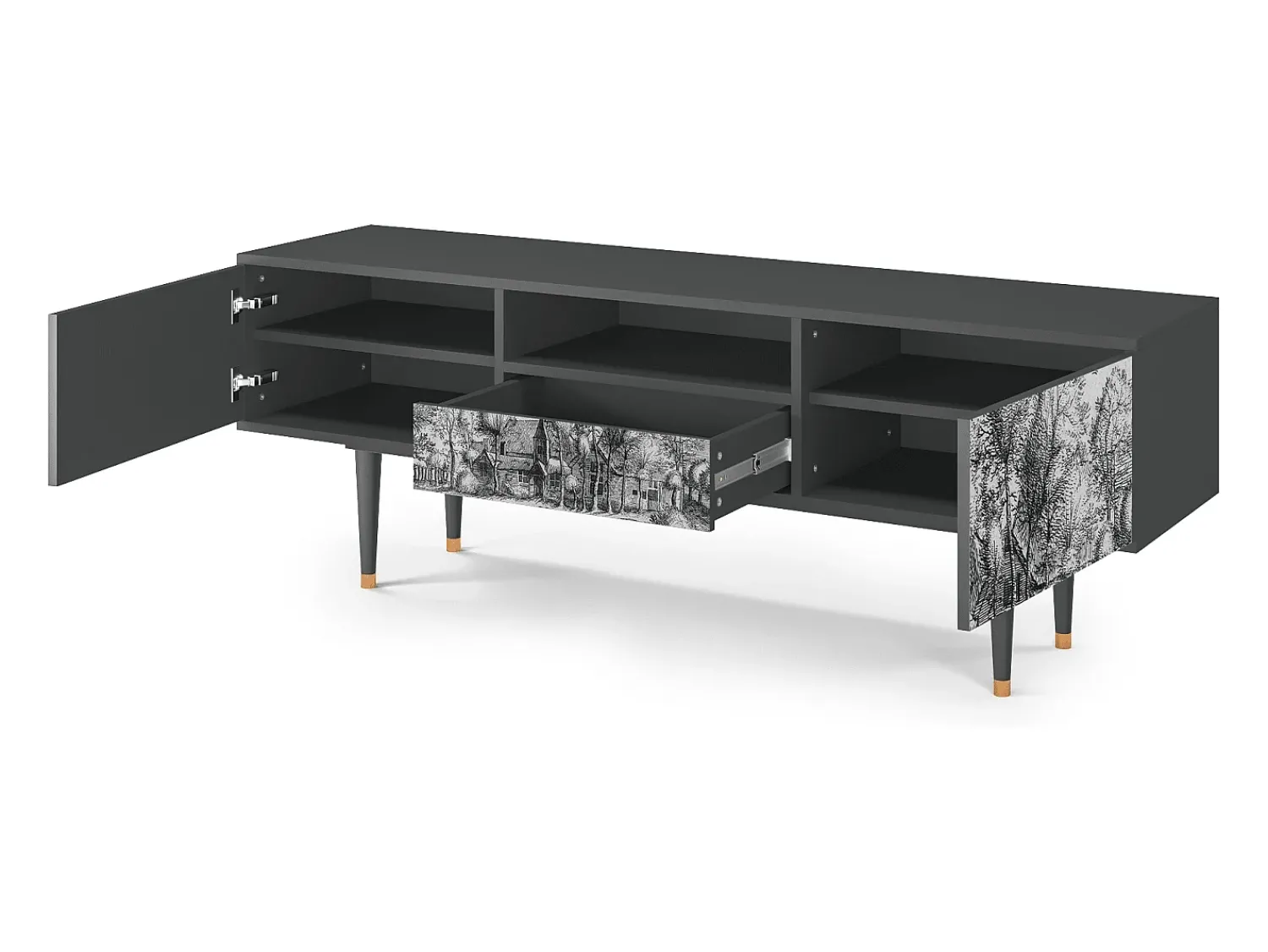 Best Mueble de TV - 170х59х41 cm - T6 - A Pond, Antracite Cinza antracite