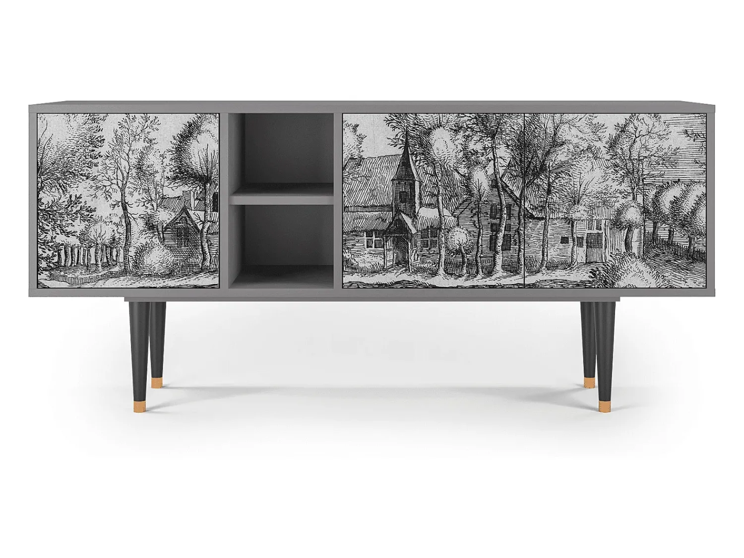 Sale Mueble de TV - 150х69х41 cm - T5 - A Pond, Cinza Cinzento