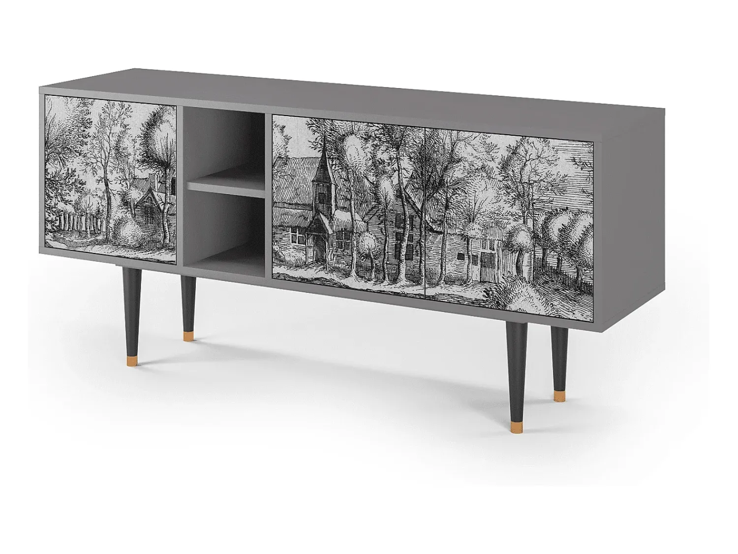 Sale Mueble de TV - 150х69х41 cm - T5 - A Pond, Cinza Cinzento