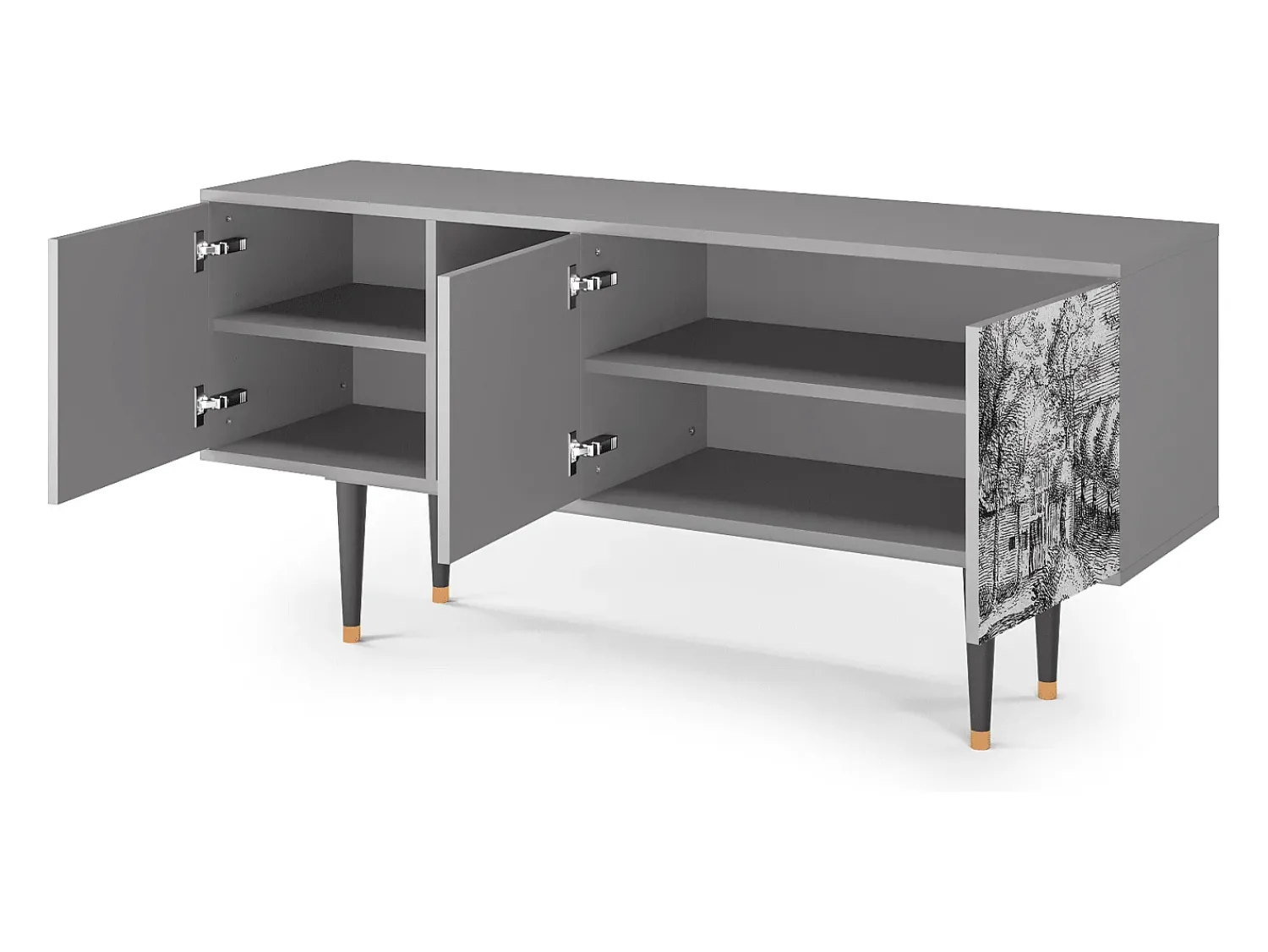 Sale Mueble de TV - 150х69х41 cm - T5 - A Pond, Cinza Cinzento