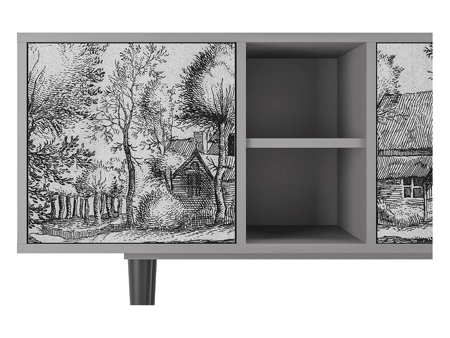 Sale Mueble de TV - 150х69х41 cm - T5 - A Pond, Cinza Cinzento