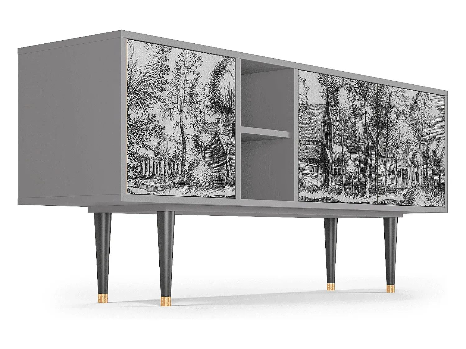 Sale Mueble de TV - 150х69х41 cm - T5 - A Pond, Cinza Cinzento