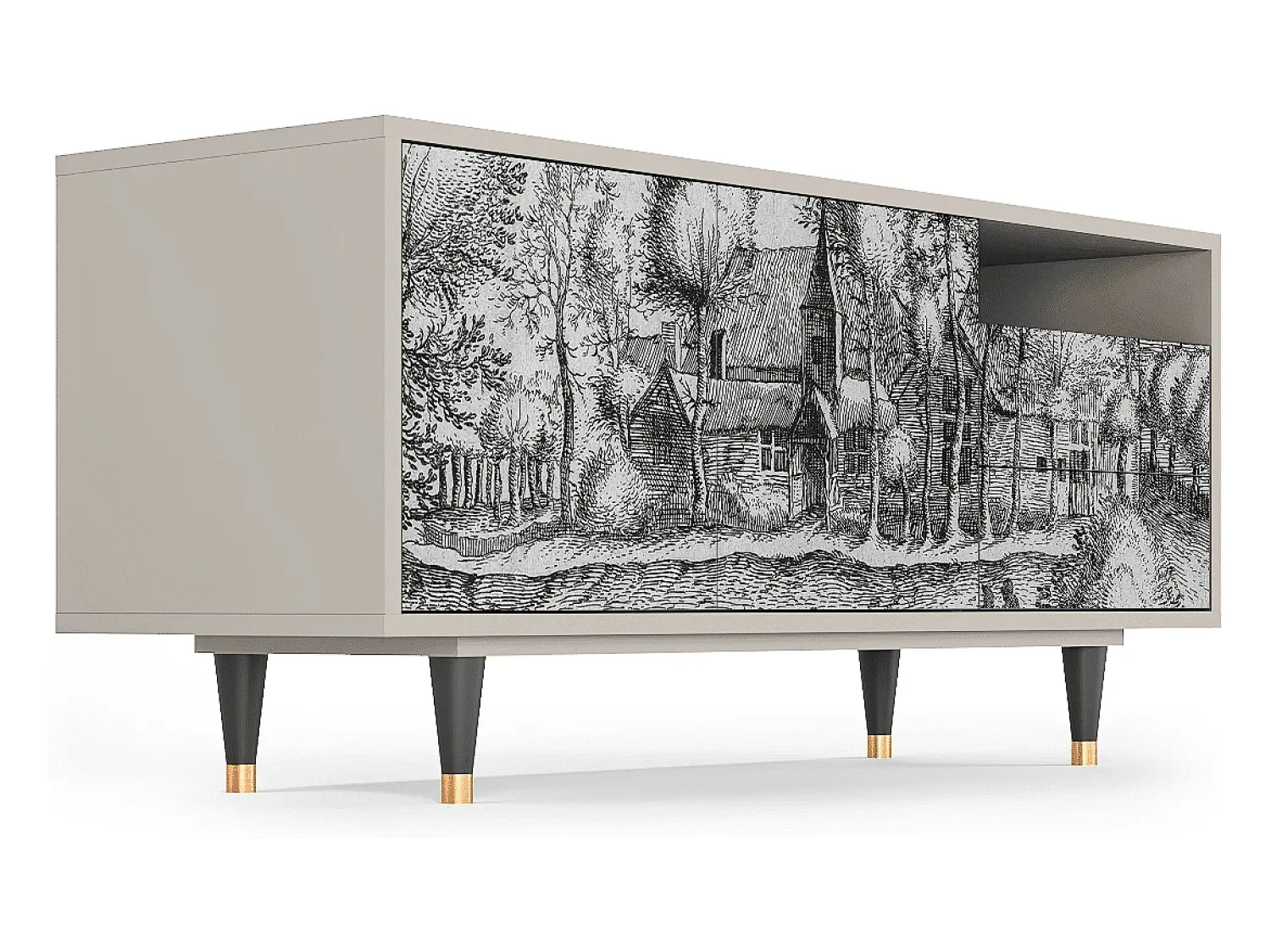 Clearance Mueble de TV - 125х56х41 cm - T7 - A Pond, Areia Bege