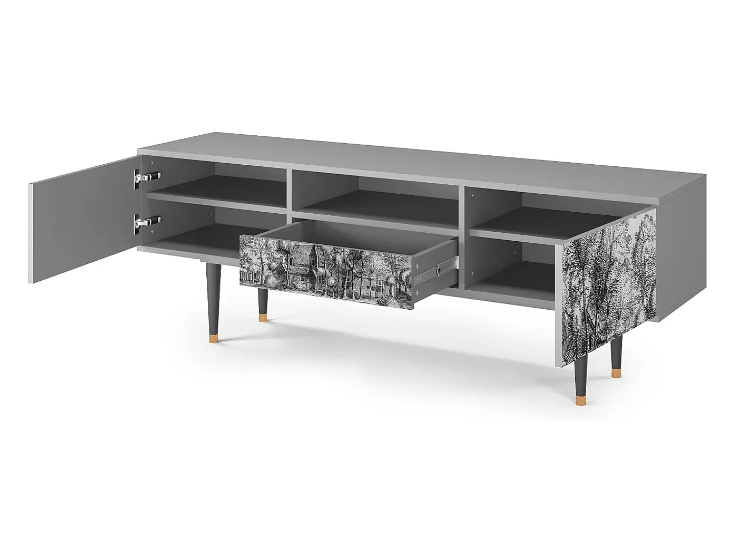 Móvel De Tv| Mueble de TV - 170х59х41 cm - T6 - A Pond, Cinza Cinzento
