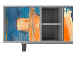 Móvel De Tv| Mueble de TV - 150х69х41 cm - T5 - Abstract Expressionism, Cinza Cinzento