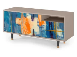 Móvel De Tv| Mueble de TV - 125х56х41 cm - T7 - Abstract Expressionism, Latte Bege