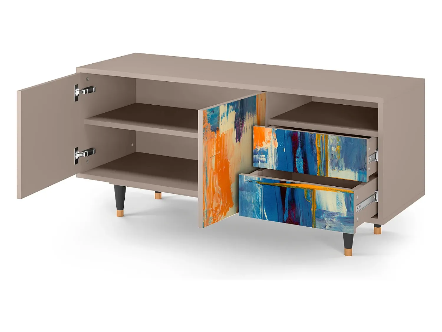 Móvel De Tv| Mueble de TV - 125х56х41 cm - T7 - Abstract Expressionism, Latte Bege