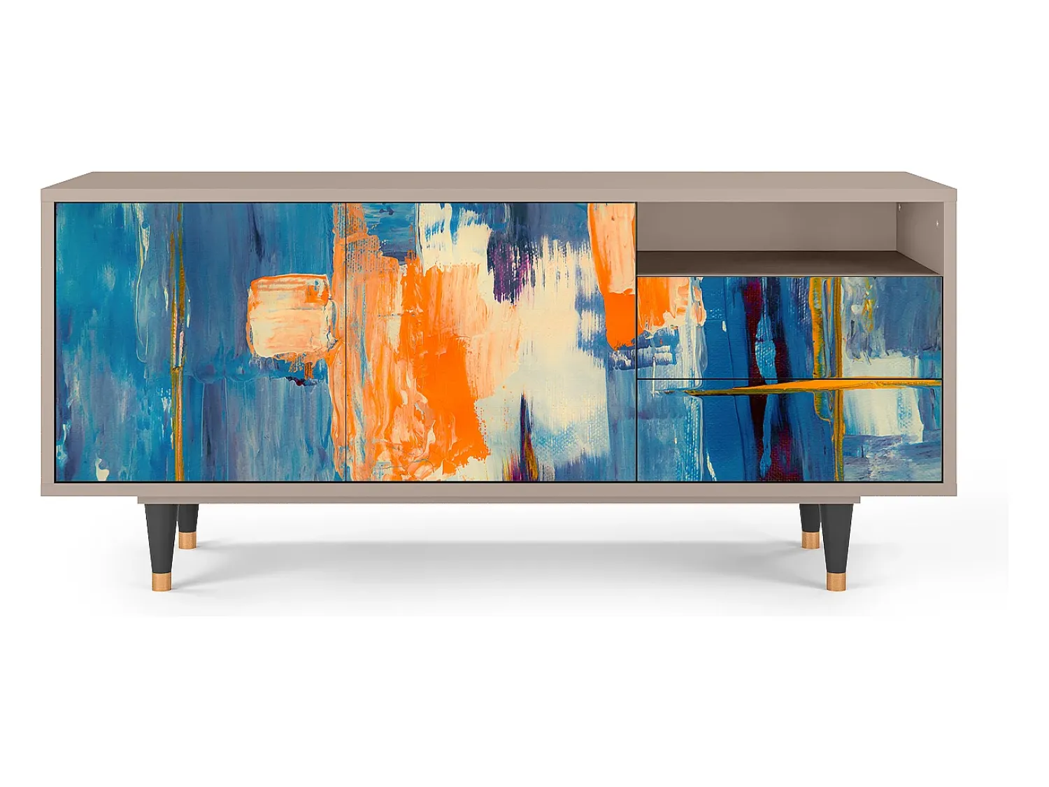 Móvel De Tv| Mueble de TV - 125х56х41 cm - T7 - Abstract Expressionism, Latte Bege