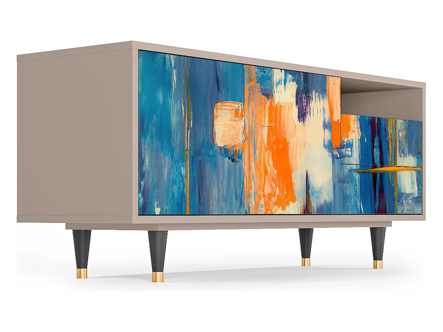 Móvel De Tv| Mueble de TV - 125х56х41 cm - T7 - Abstract Expressionism, Latte Bege