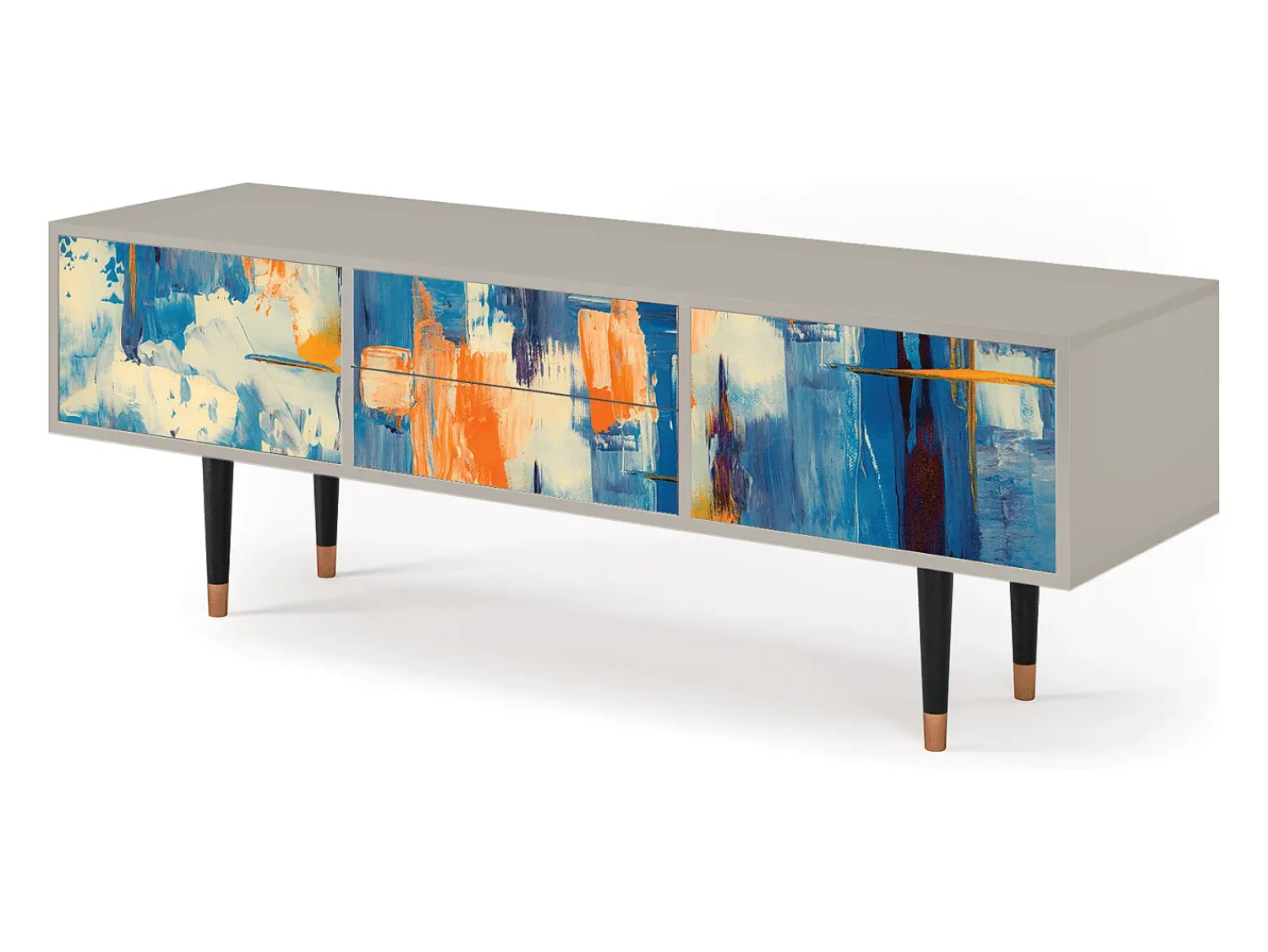 Móvel De Tv* Mueble de TV - 170х59х48 cm - T4 - Abstract Expressionism, Areia Bege