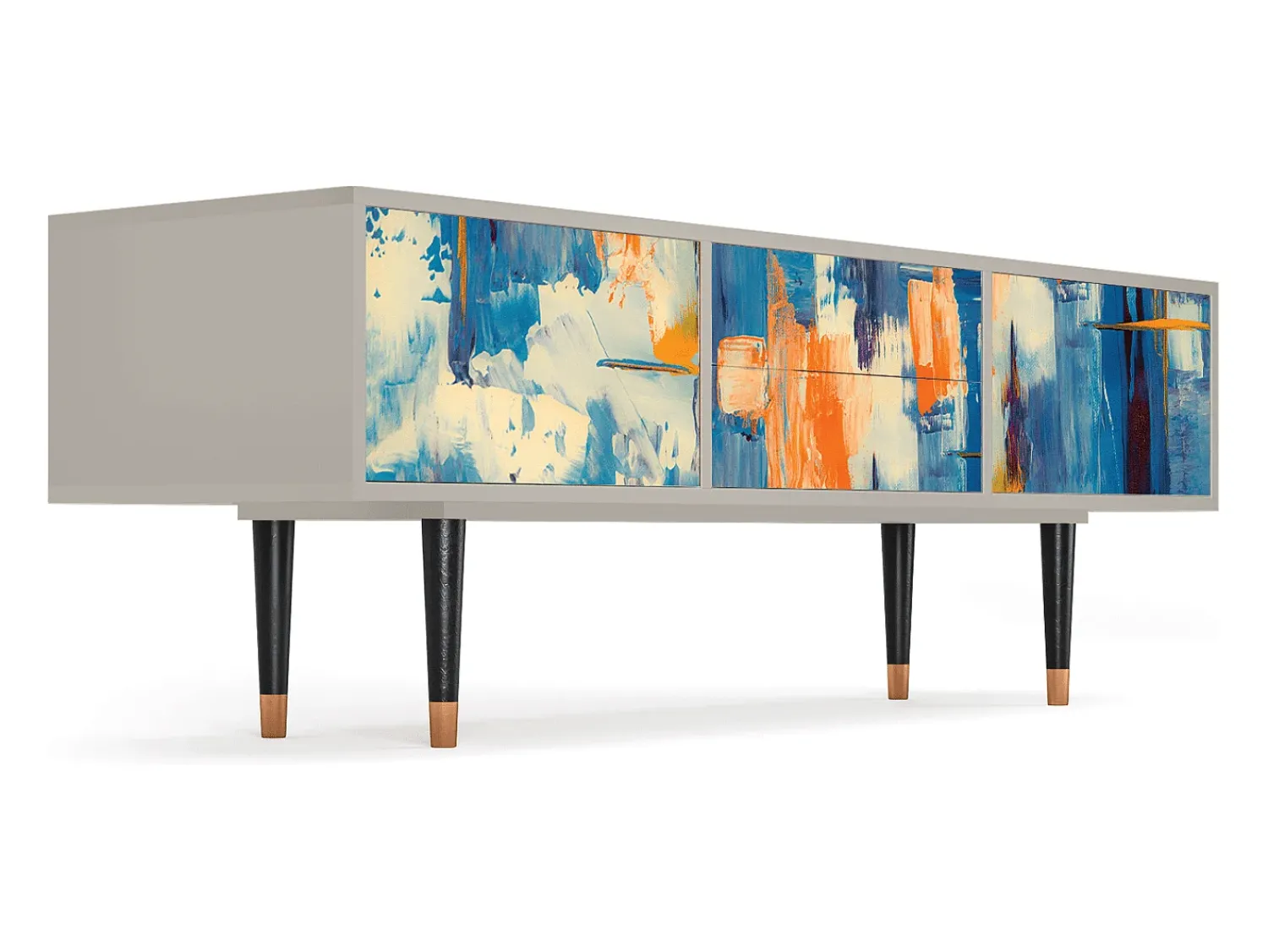 Móvel De Tv* Mueble de TV - 170х59х48 cm - T4 - Abstract Expressionism, Areia Bege