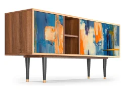 Móvel De Tv| Mueble de TV - 150х69х41 cm - T5 - Abstract Expressionism, Nogueira Castanho