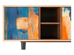 Móvel De Tv| Mueble de TV - 150х69х41 cm - T5 - Abstract Expressionism, Nogueira Castanho