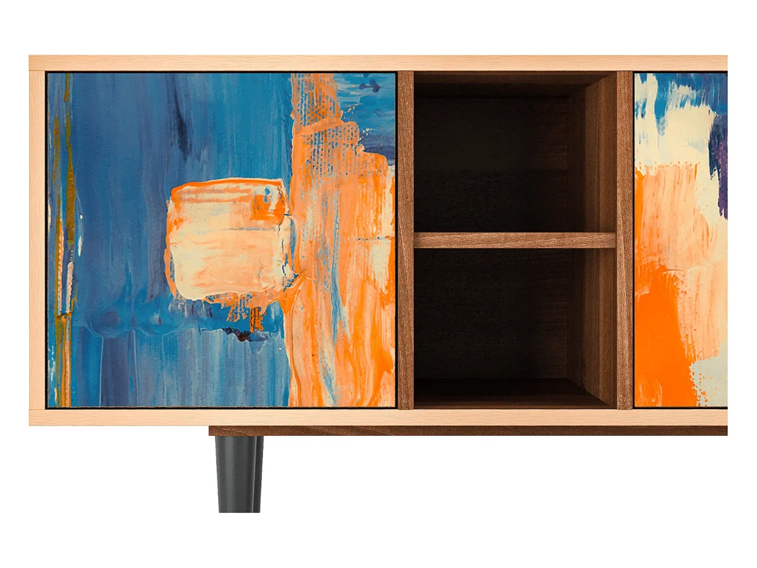 Móvel De Tv| Mueble de TV - 150х69х41 cm - T5 - Abstract Expressionism, Nogueira Castanho