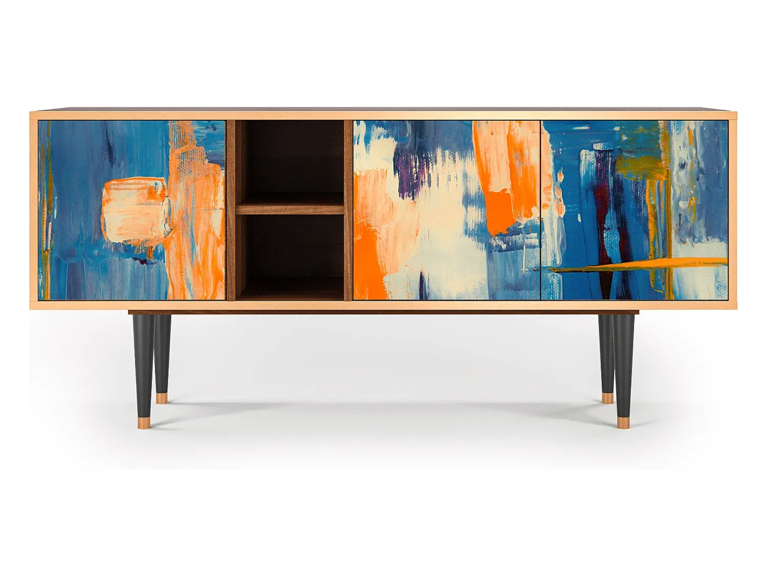 Móvel De Tv| Mueble de TV - 150х69х41 cm - T5 - Abstract Expressionism, Nogueira Castanho