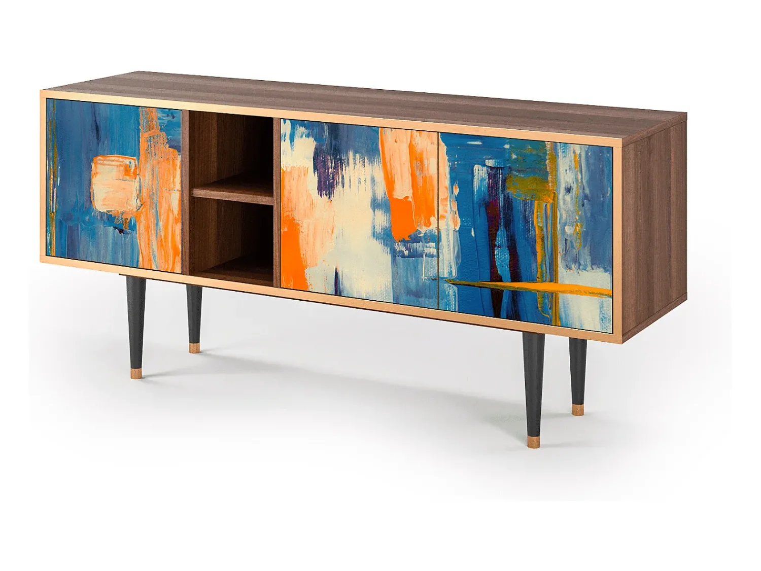 Móvel De Tv| Mueble de TV - 150х69х41 cm - T5 - Abstract Expressionism, Nogueira Castanho