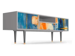 Móvel De Tv* Mueble de TV - 170х59х41 cm - T6 - Abstract Expressionism, Cinza Cinzento
