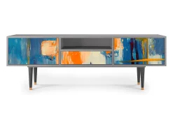 Móvel De Tv* Mueble de TV - 170х59х41 cm - T6 - Abstract Expressionism, Cinza Cinzento