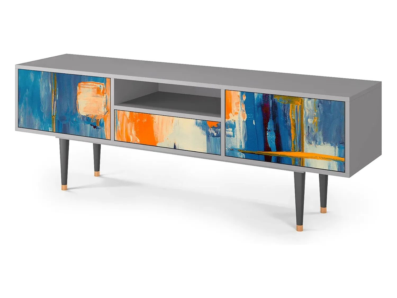 Móvel De Tv* Mueble de TV - 170х59х41 cm - T6 - Abstract Expressionism, Cinza Cinzento