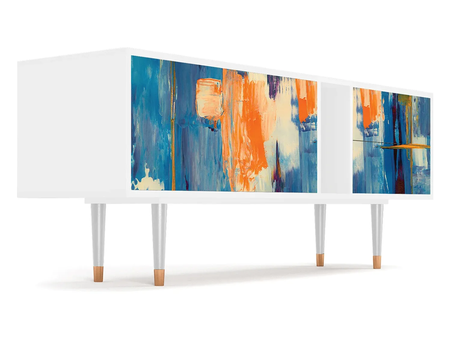 Mueble de TV - 170х69х48 cm - T1 - Abstract Expressionism, Branco Bege