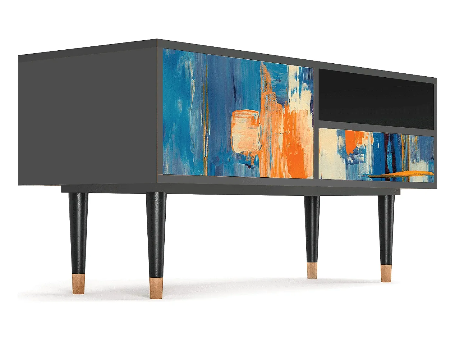 Mueble de TV - 115х59х48 cm - T3 - Abstract Expressionism, Antracite^ Móvel De Tv