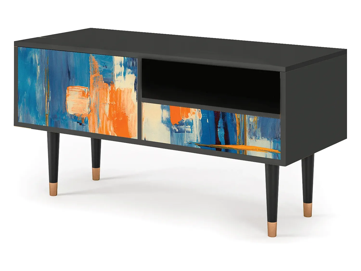 Mueble de TV - 115х59х48 cm - T3 - Abstract Expressionism, Antracite^ Móvel De Tv
