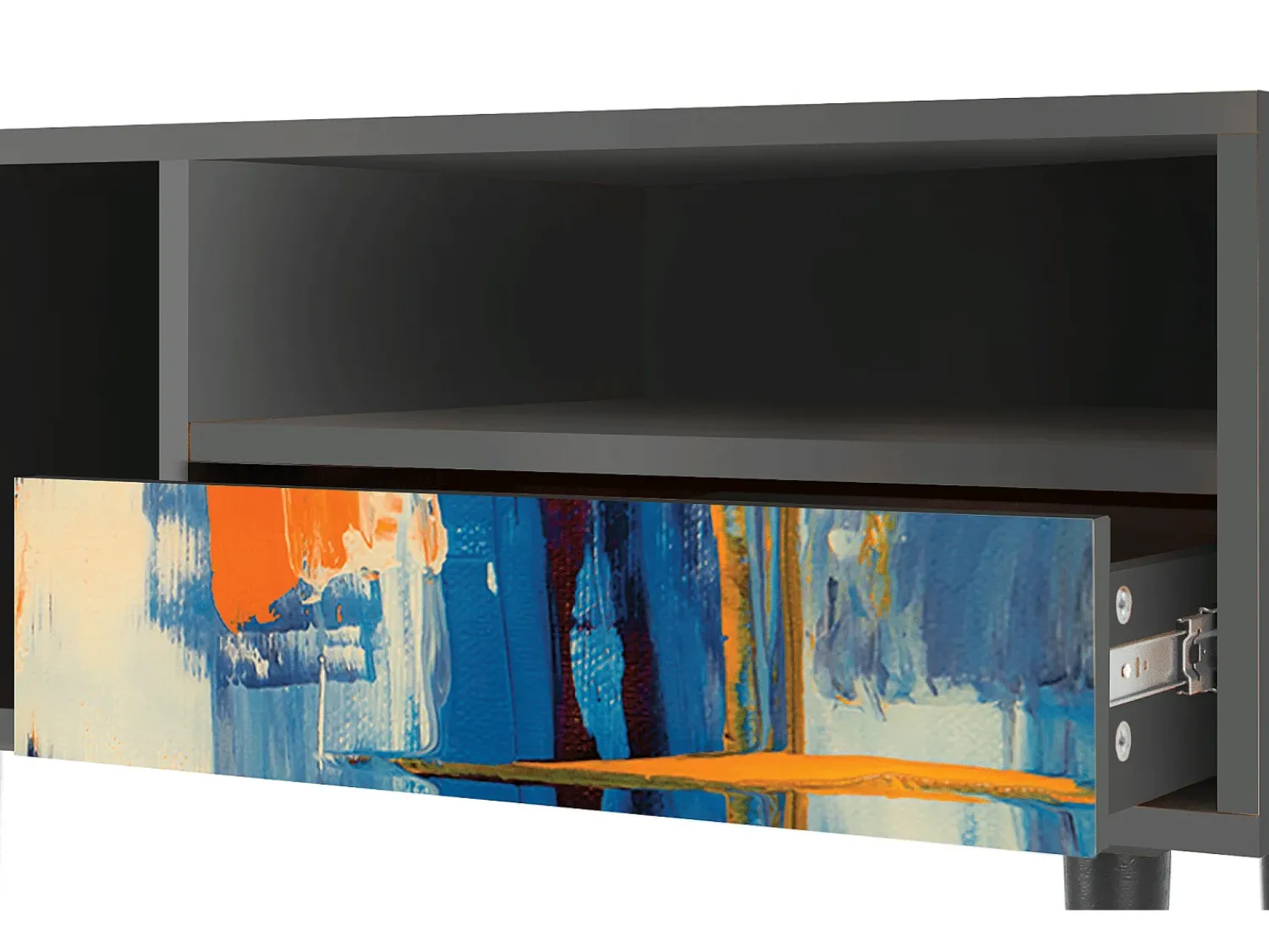 Mueble de TV - 115х59х48 cm - T3 - Abstract Expressionism, Antracite^ Móvel De Tv