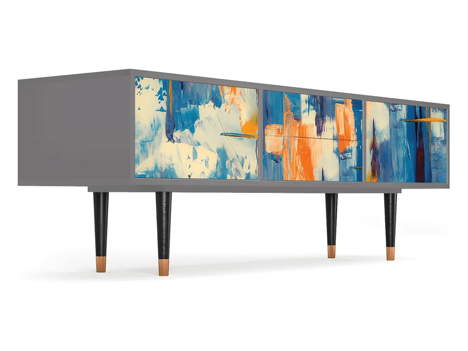 Best Mueble de TV - 170х59х48 cm - T4 - Abstract Expressionism, Cinza Cinzento