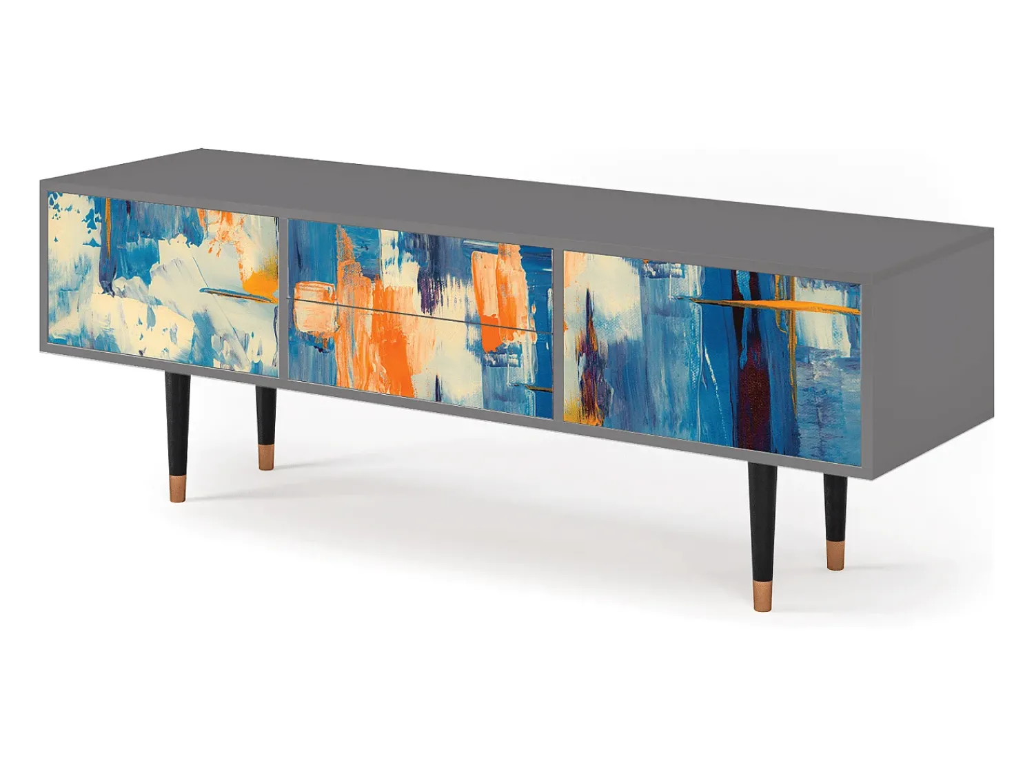 Best Mueble de TV - 170х59х48 cm - T4 - Abstract Expressionism, Cinza Cinzento