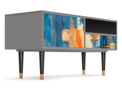 Mueble de TV - 115х59х48 cm - T3 - Abstract Expressionism, Cinza^ Móvel De Tv