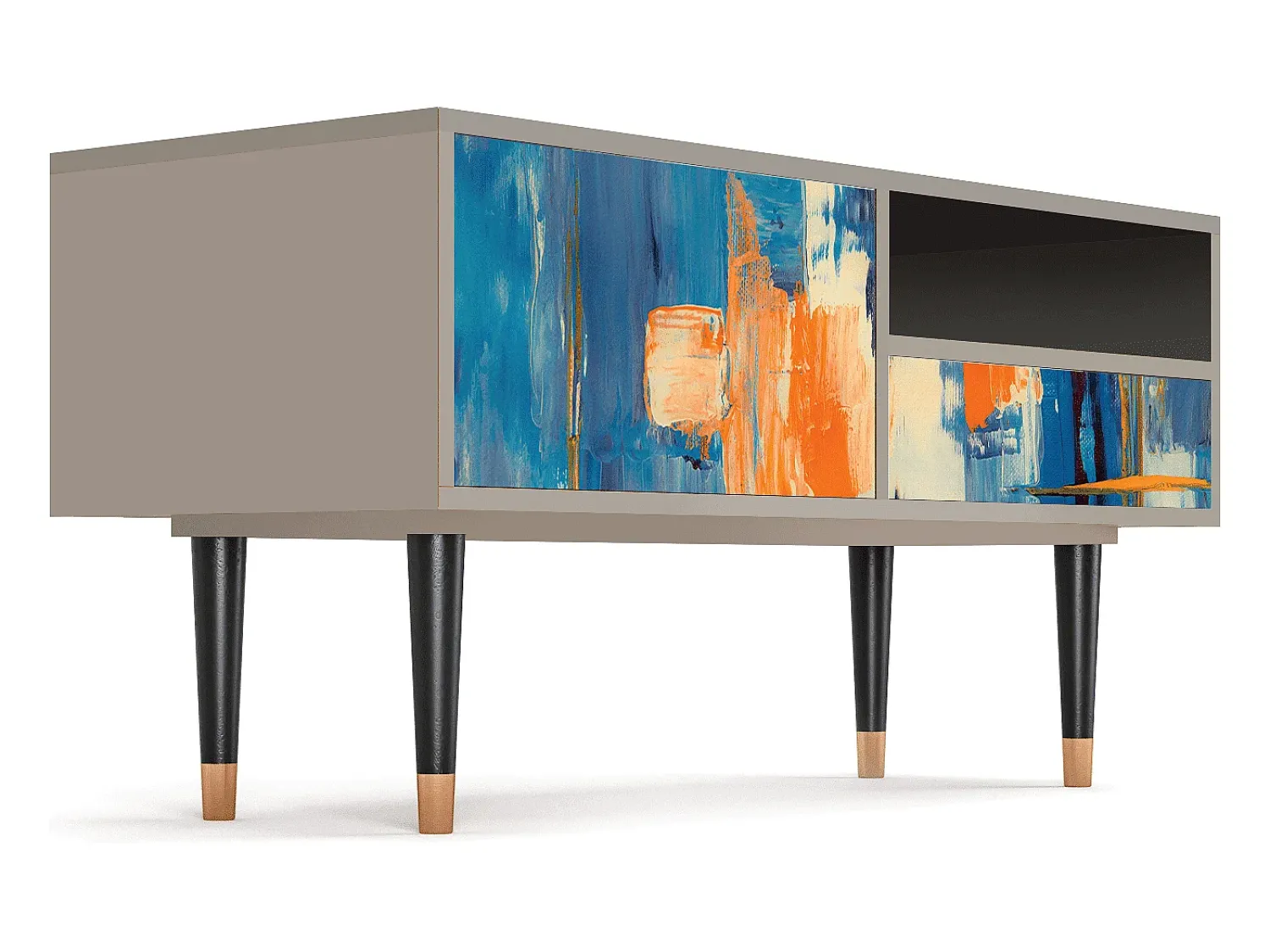 Mueble de TV - 115х59х48 cm - T3 - Abstract Expressionism, Areia Bege