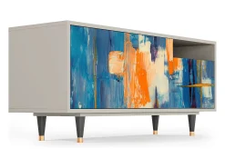 Móvel De Tv| Mueble de TV - 125х56х41 cm - T7 - Abstract Expressionism, Areia Bege