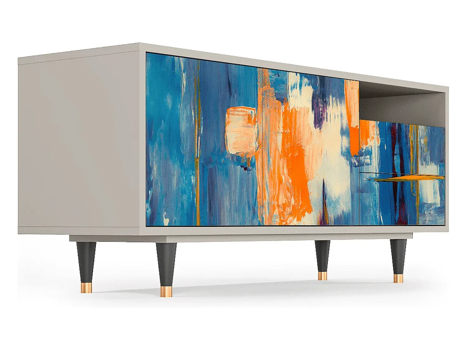 Móvel De Tv| Mueble de TV - 125х56х41 cm - T7 - Abstract Expressionism, Areia Bege