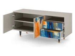 Móvel De Tv| Mueble de TV - 125х56х41 cm - T7 - Abstract Expressionism, Areia Bege