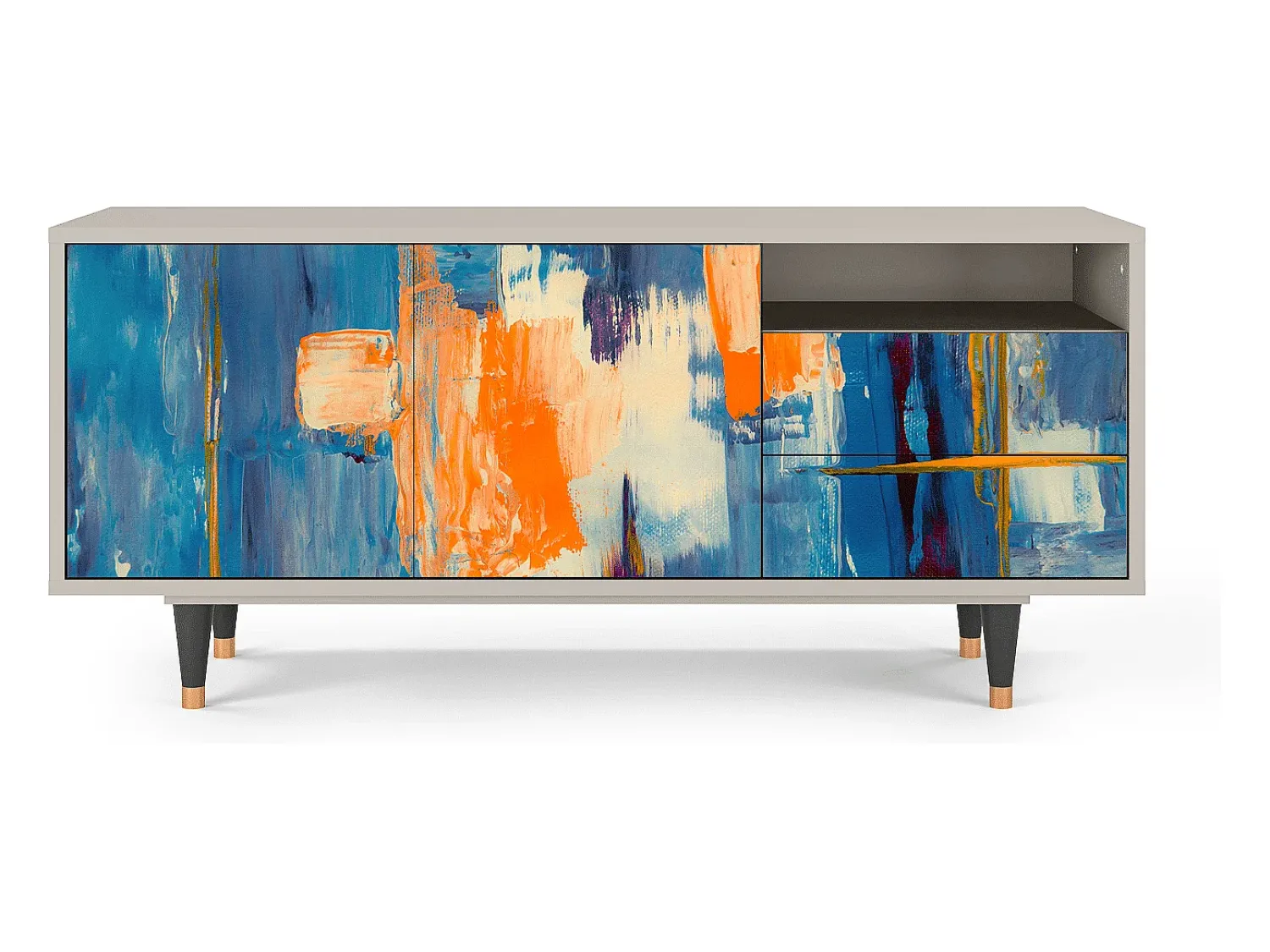Móvel De Tv| Mueble de TV - 125х56х41 cm - T7 - Abstract Expressionism, Areia Bege