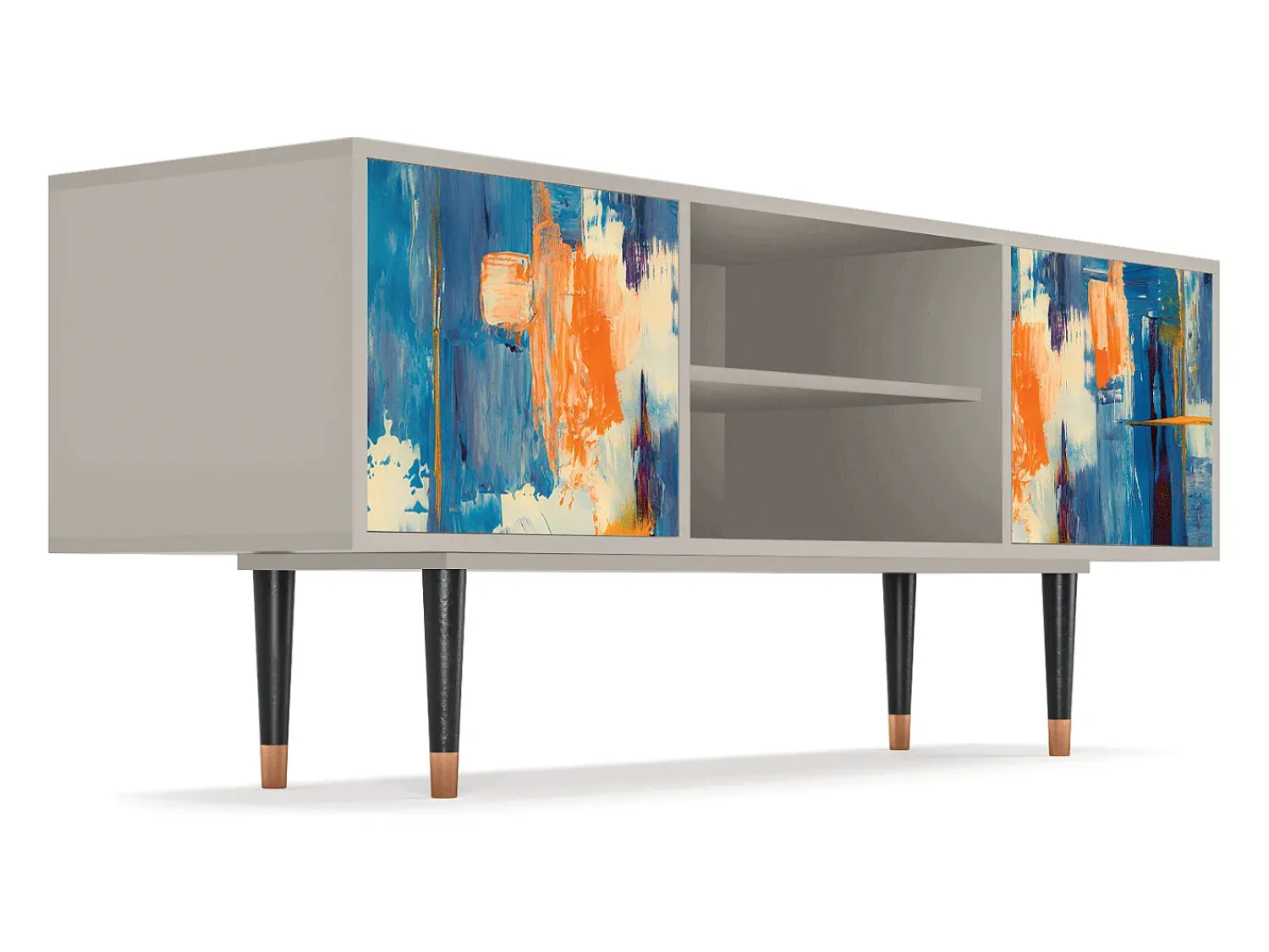 Móvel De Tv* Mueble de TV - 170х69х48 cm - T2 - Abstract Expressionism, Areia Bege