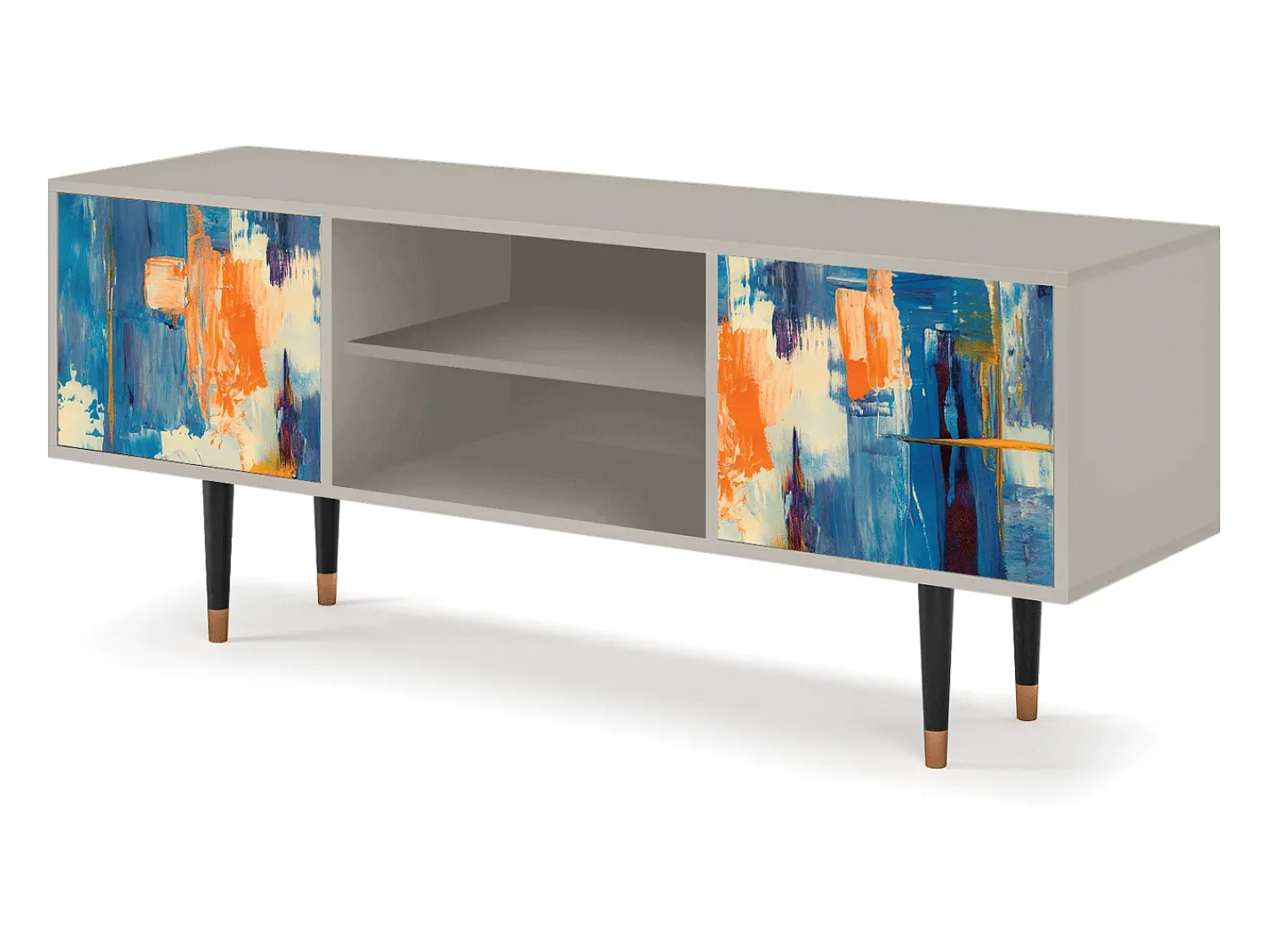 Móvel De Tv* Mueble de TV - 170х69х48 cm - T2 - Abstract Expressionism, Areia Bege