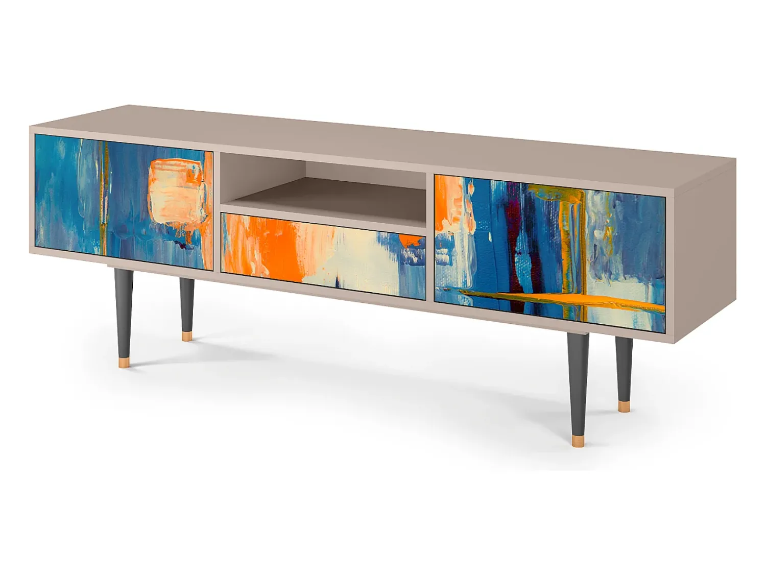 Móvel De Tv| Mueble de TV - 170х59х41 cm - T6 - Abstract Expressionism, Areia Bege