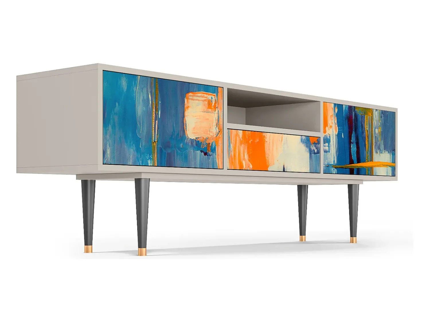 Móvel De Tv| Mueble de TV - 170х59х41 cm - T6 - Abstract Expressionism, Areia Bege