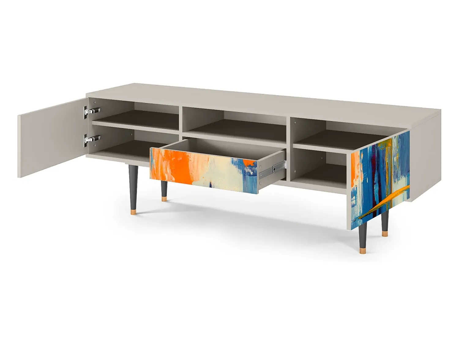 Móvel De Tv| Mueble de TV - 170х59х41 cm - T6 - Abstract Expressionism, Areia Bege