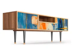 Móvel De Tv| Mueble de TV - 170х59х41 cm - T6 - Abstract Expressionism, Nogueira Castanho