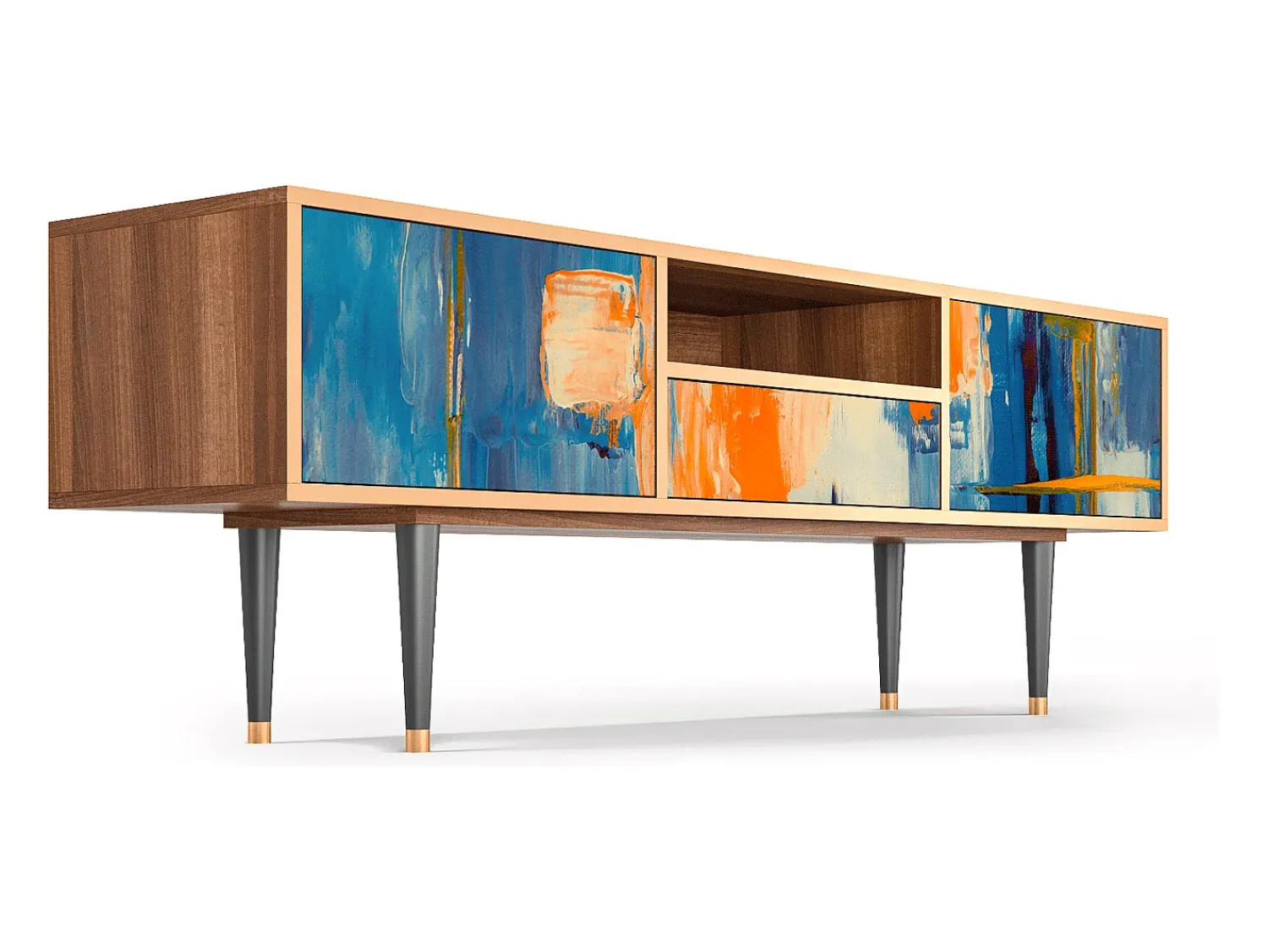 Móvel De Tv| Mueble de TV - 170х59х41 cm - T6 - Abstract Expressionism, Nogueira Castanho