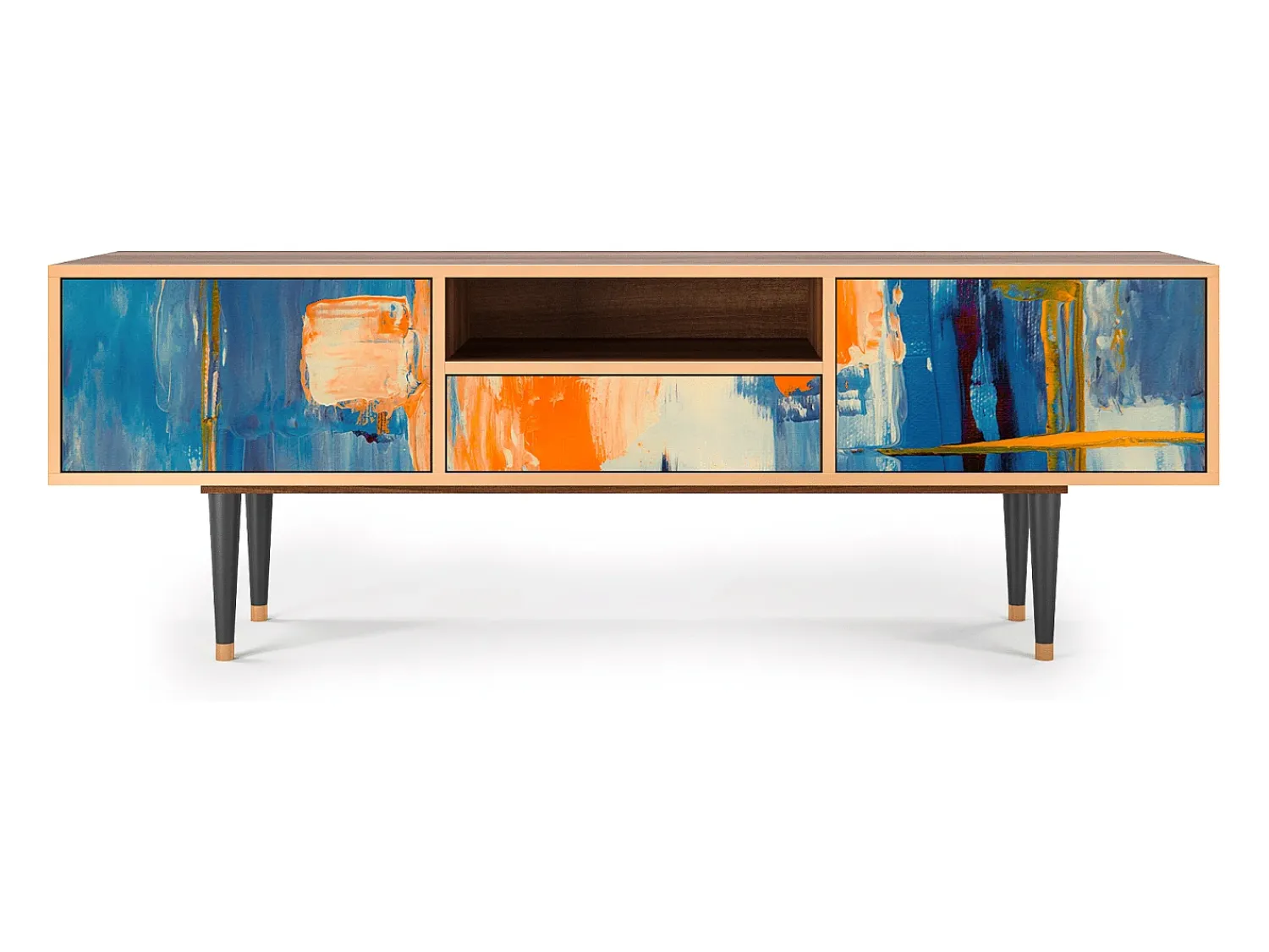 Móvel De Tv| Mueble de TV - 170х59х41 cm - T6 - Abstract Expressionism, Nogueira Castanho