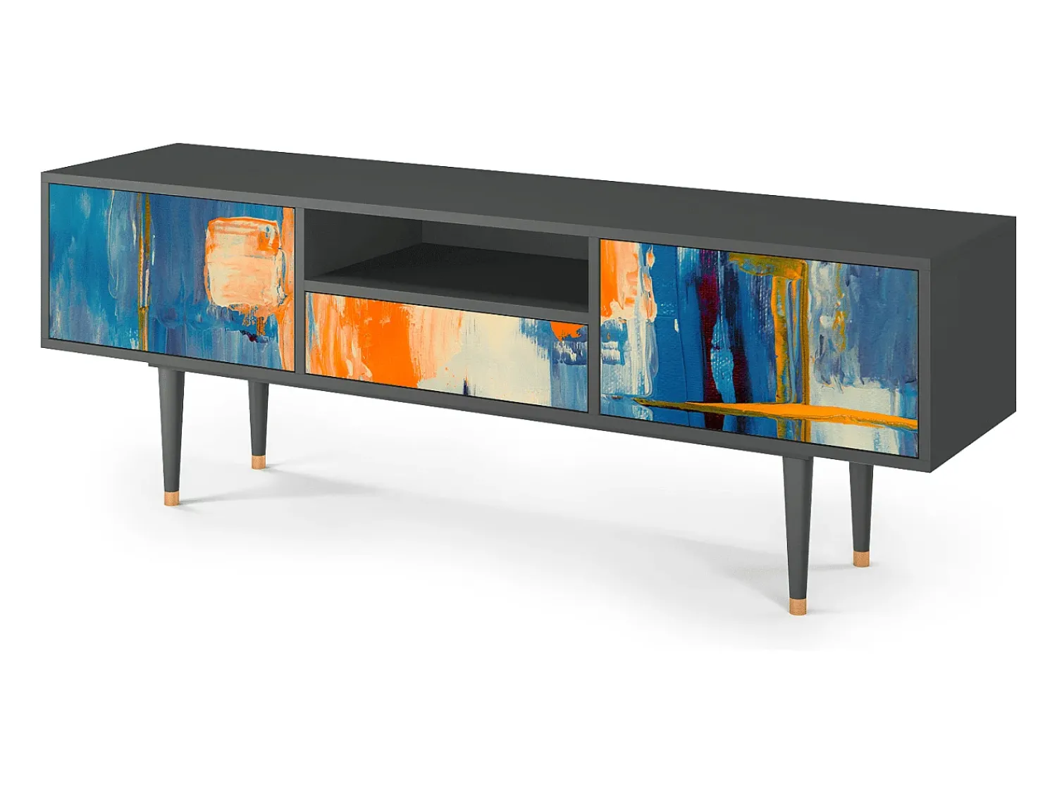 Móvel De Tv| Mueble de TV - 170х59х41 cm - T6 - Abstract Expressionism, Antracite Cinza antracite