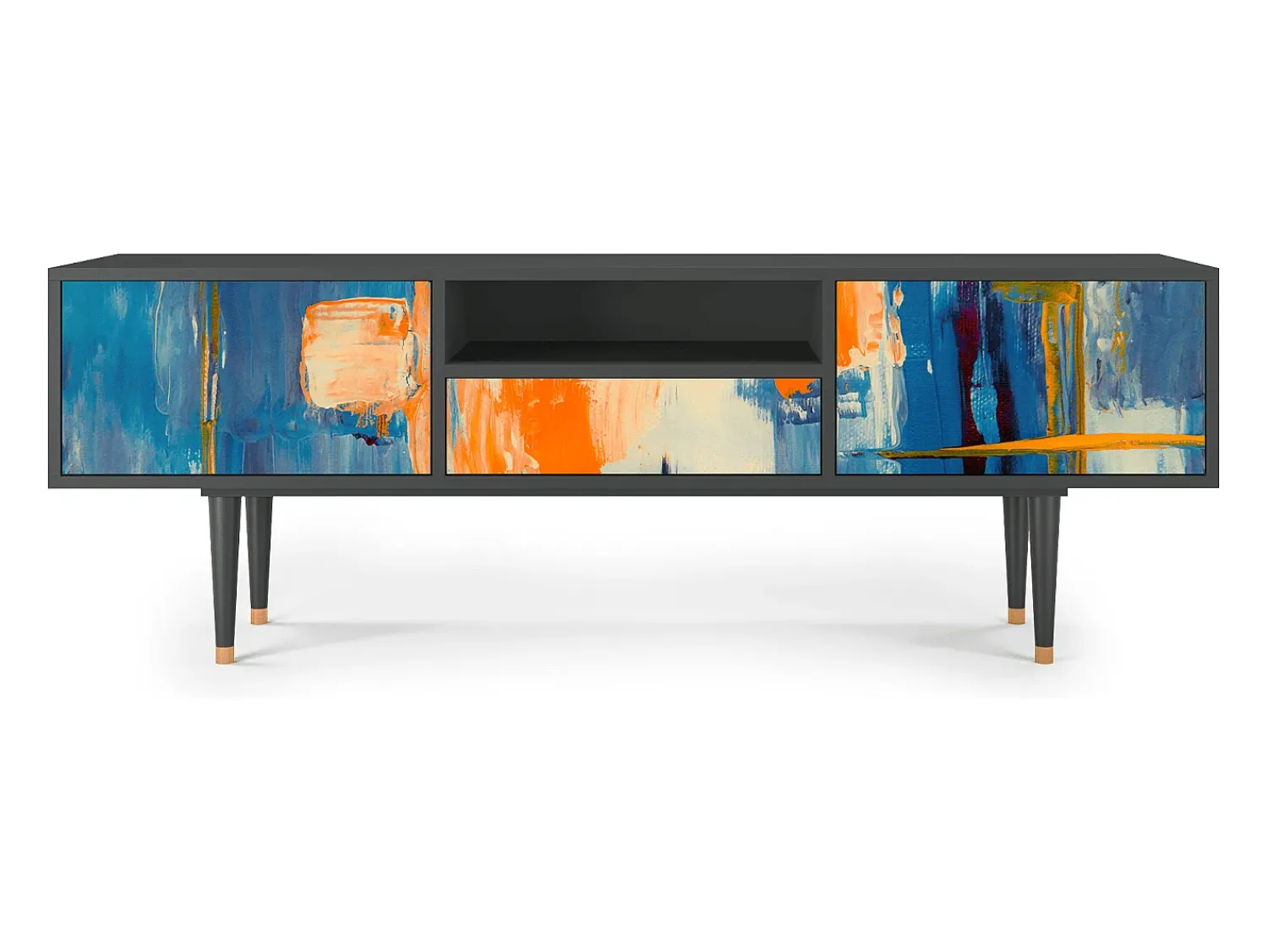 Móvel De Tv| Mueble de TV - 170х59х41 cm - T6 - Abstract Expressionism, Antracite Cinza antracite