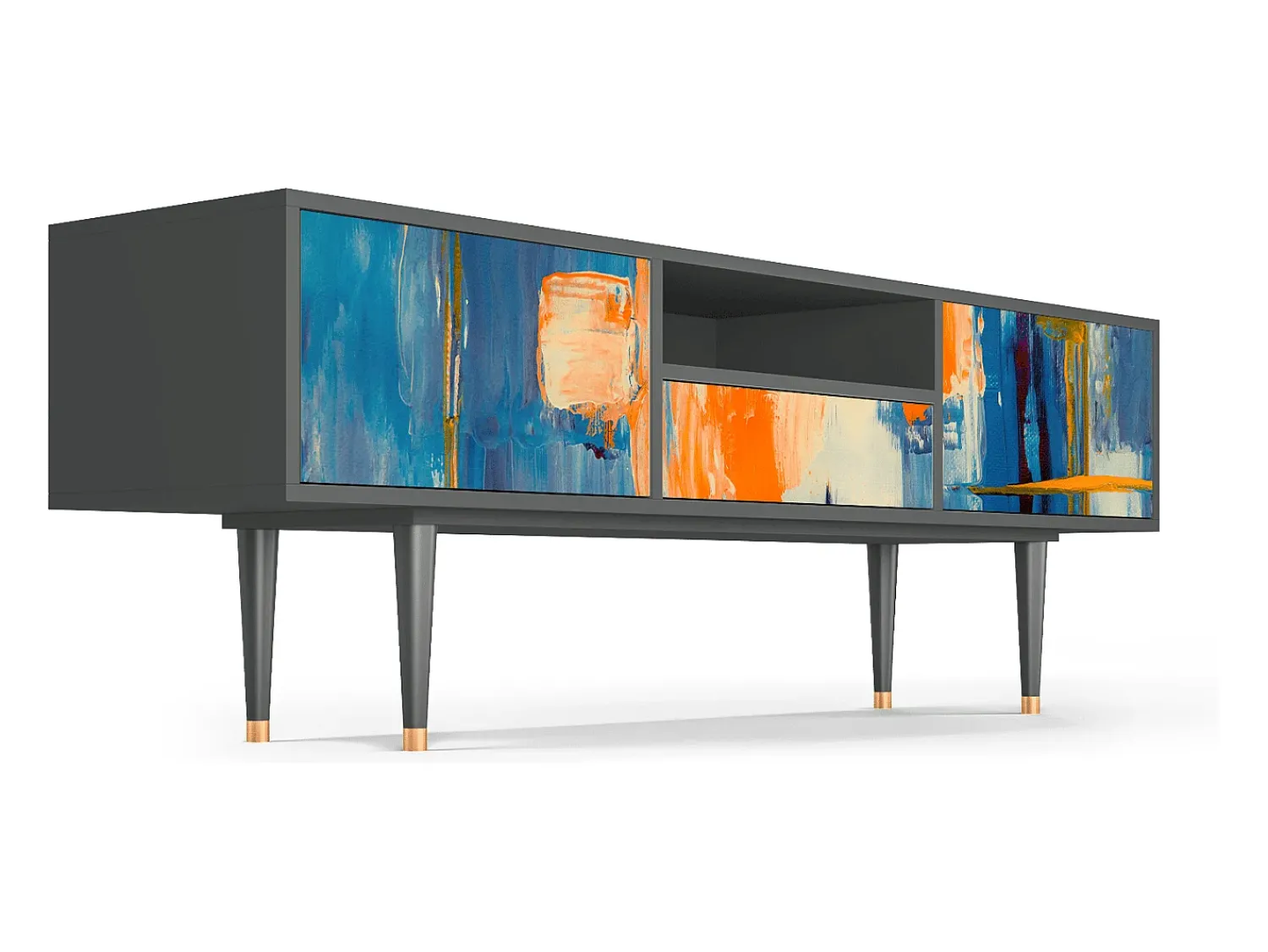 Móvel De Tv| Mueble de TV - 170х59х41 cm - T6 - Abstract Expressionism, Antracite Cinza antracite